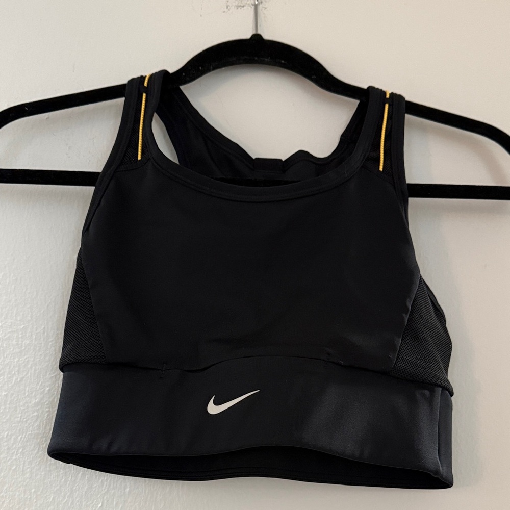 Nike Black and Yellow Athletic Sports Bra Size Small